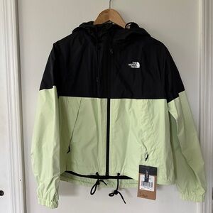 The North Face Black and Green Antora Rain Hooded Jacket